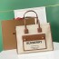 버버리 BURBERRY 미디엄 투톤 캔버스 레더 프레야 토트백  BB0795